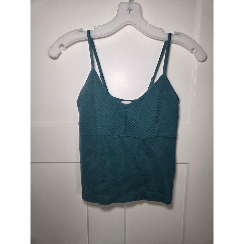 No Boundaries Womens Teal Green Seamless Ribbed Cami Top V-Neck Large 12-14